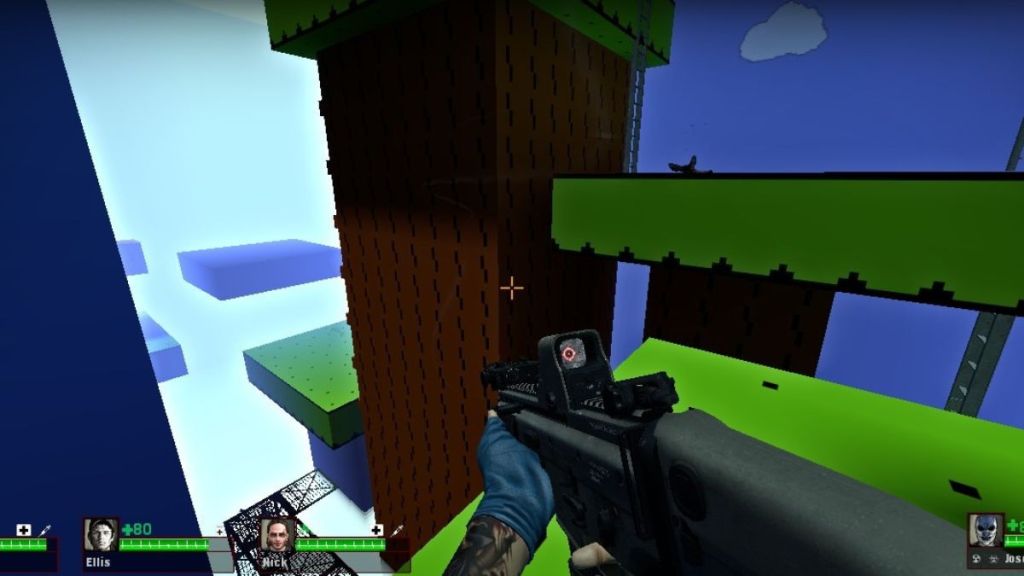 The Left 4 Mario mod in Left 4 Dead 2, showing off the Mario textures in-game. 