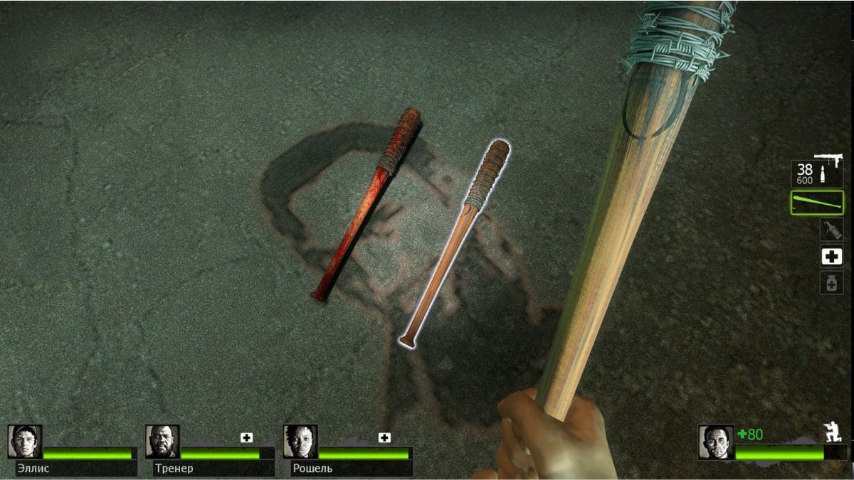 Lucille, the baseball bat, visible in the mod for Left 4 Dead 2.