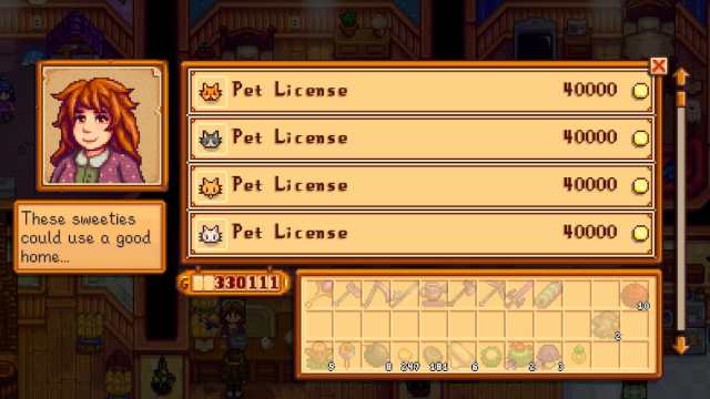 Stardew Valley pet license