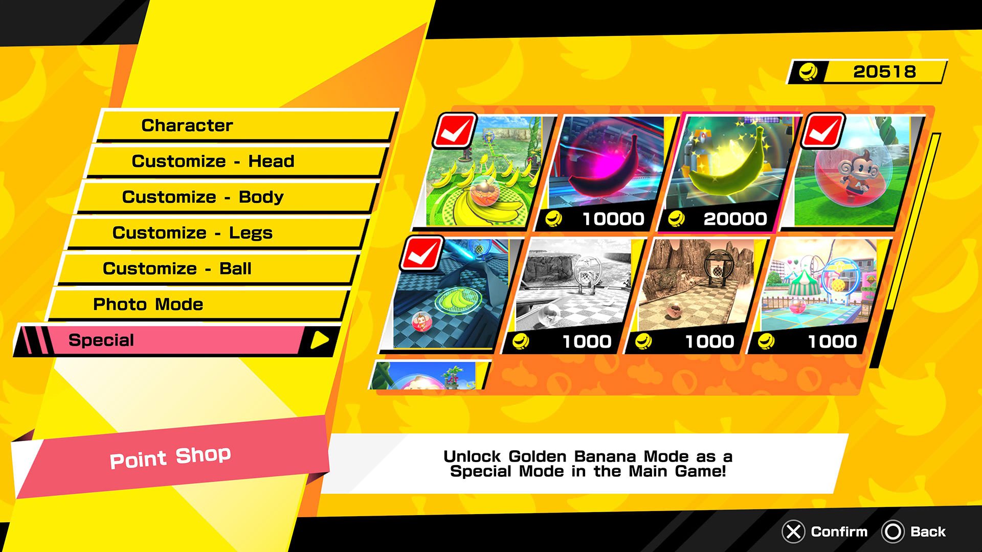 Super Monkey Ball Banana Mania special unlockable modes