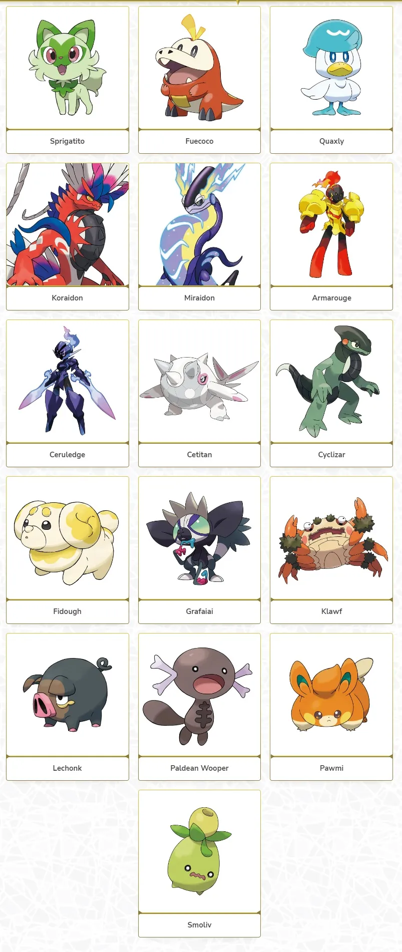 Here are all the Pokemon reveals so far for Scarlet and Violet