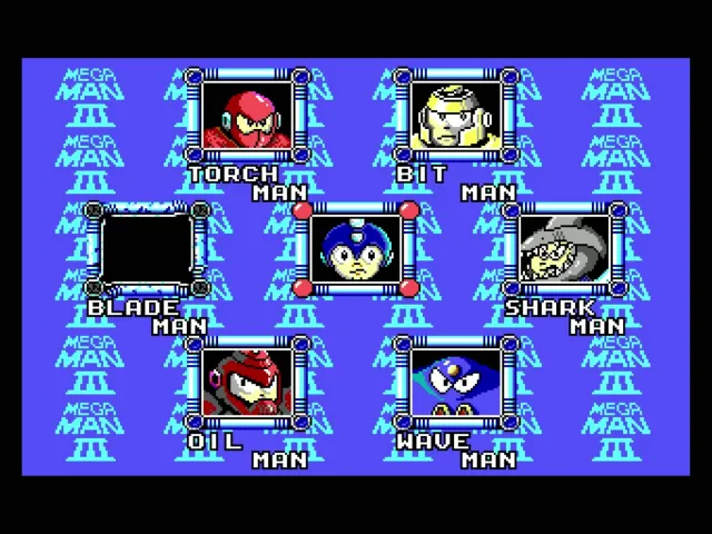 Mega Man 3 DOS-Roboter-Master-Bildschirm