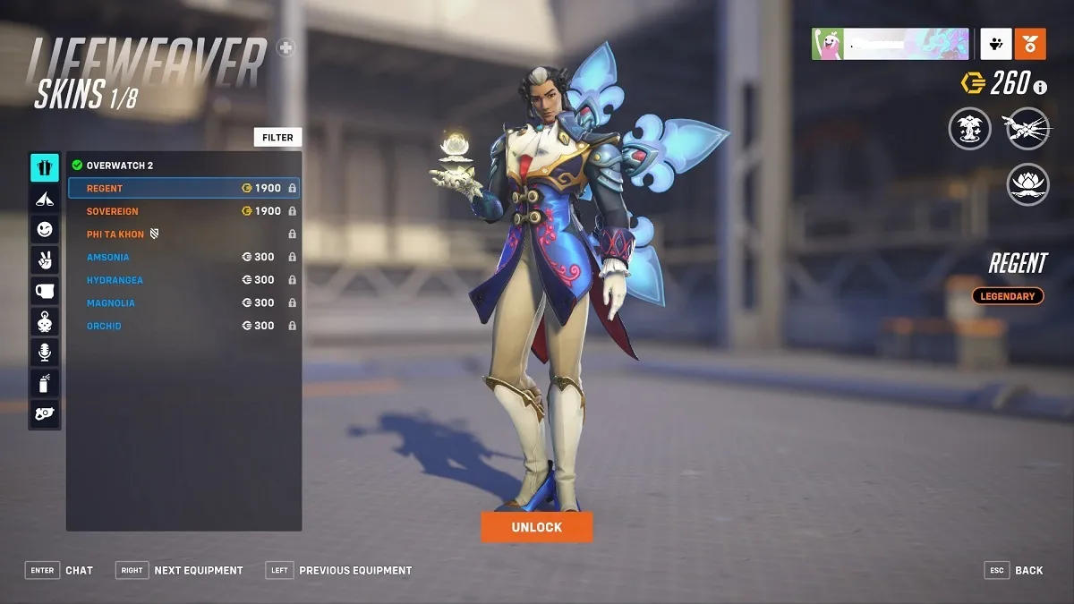 Regent Lifeweaver hero skin Overwatch 2