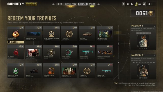 All MW2 Trophy Hunt rewards and how to get them