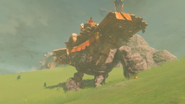 Battle Talus walking across a field in The Legend of Zelda: Tears of the Kingdom