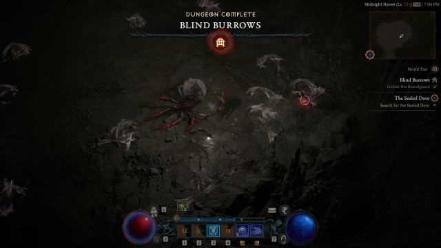 Finalización de la mazmorra de Diablo 4 Blind Burrows