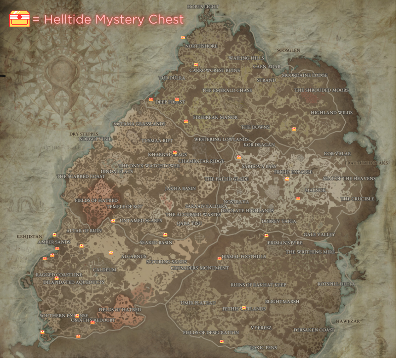 All known Helltide Mystery Chest locations in Diablo 4