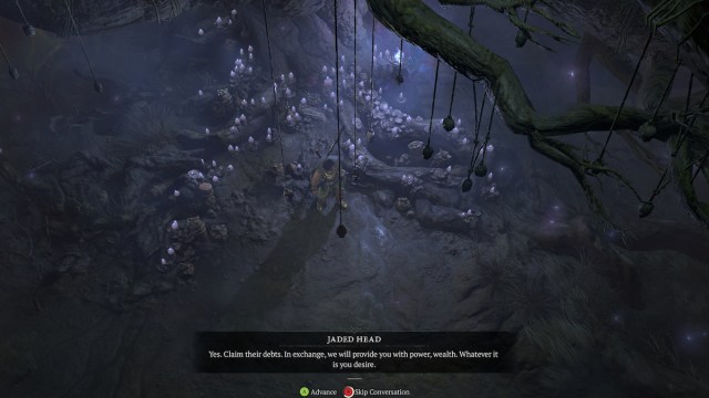 Bárbaro visitando el árbol de los susurros tras la Campaña de Diablo 4