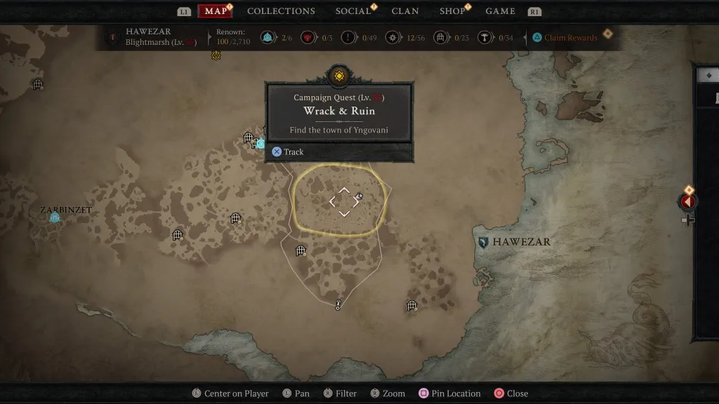 Where to find the town of Yngovani in Diablo 4