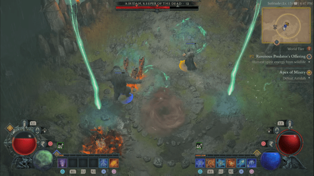 a dust tornado attack from airidah in Diablo 4