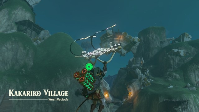 Link gliding into Kakariko Village in The Legend of Zelda: Tears of the Kingdom.