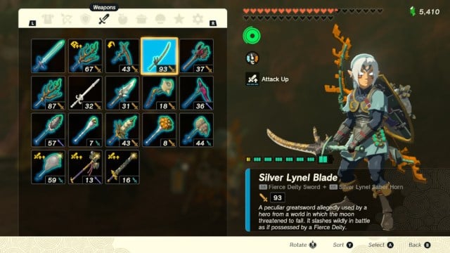 Link holding Silver Lynel Blade in The Legend of Zelda: Tears of the Kingdom