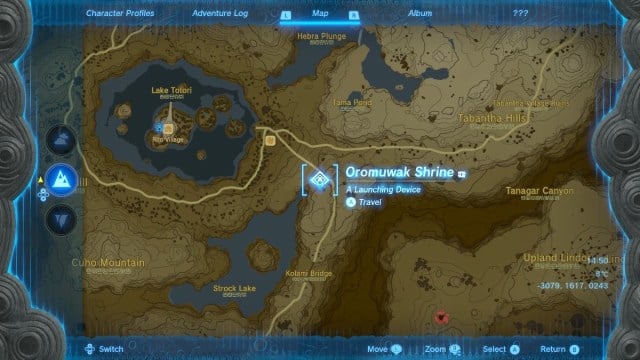 oromuwak shrine on the map in tears of the kingdom