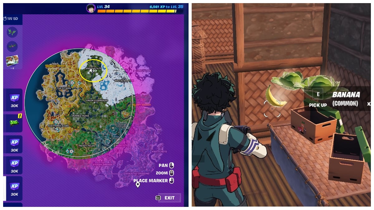 Bananas in Fortnite location