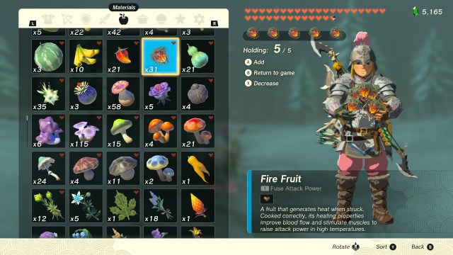 Link holding Fire Fruits in The Legend of Zelda: Tears of the Kingdom.