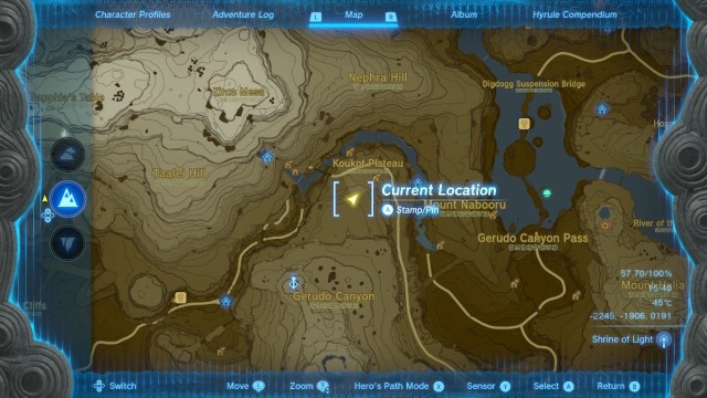 Map pinpointing Fire breath Lizalfos camp in The Legend of Zelda: Tears of the Kingdom.