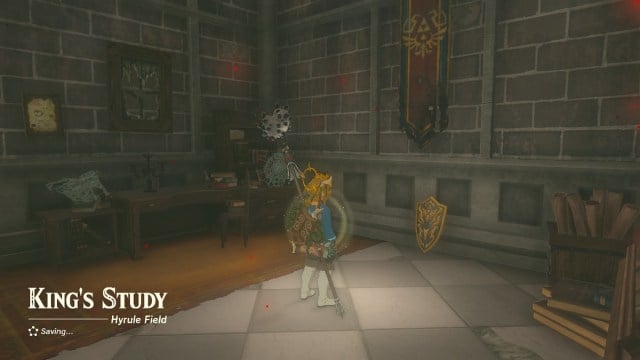 Link in the King's Study in The Legend of Zelda: Tears of the Kingdom.