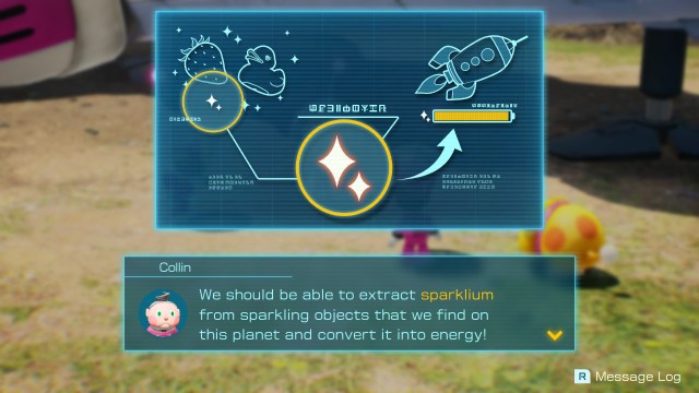 Instrucciones de Sparklium en Pikmin 4.