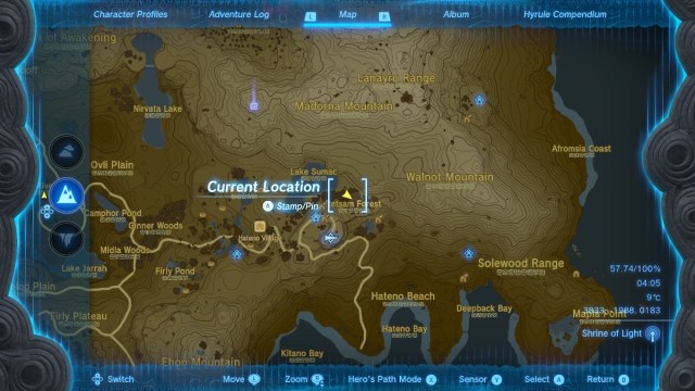 Map showing location of Retsam Forest in The Legend of Zelda: Tears of the Kingdom.