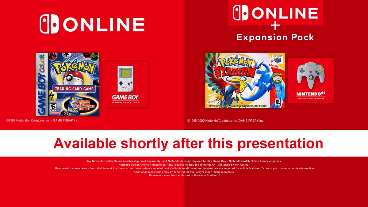 Pokemon TCG and Pokemon Stadium 2 coming to Nintendo Switch Online