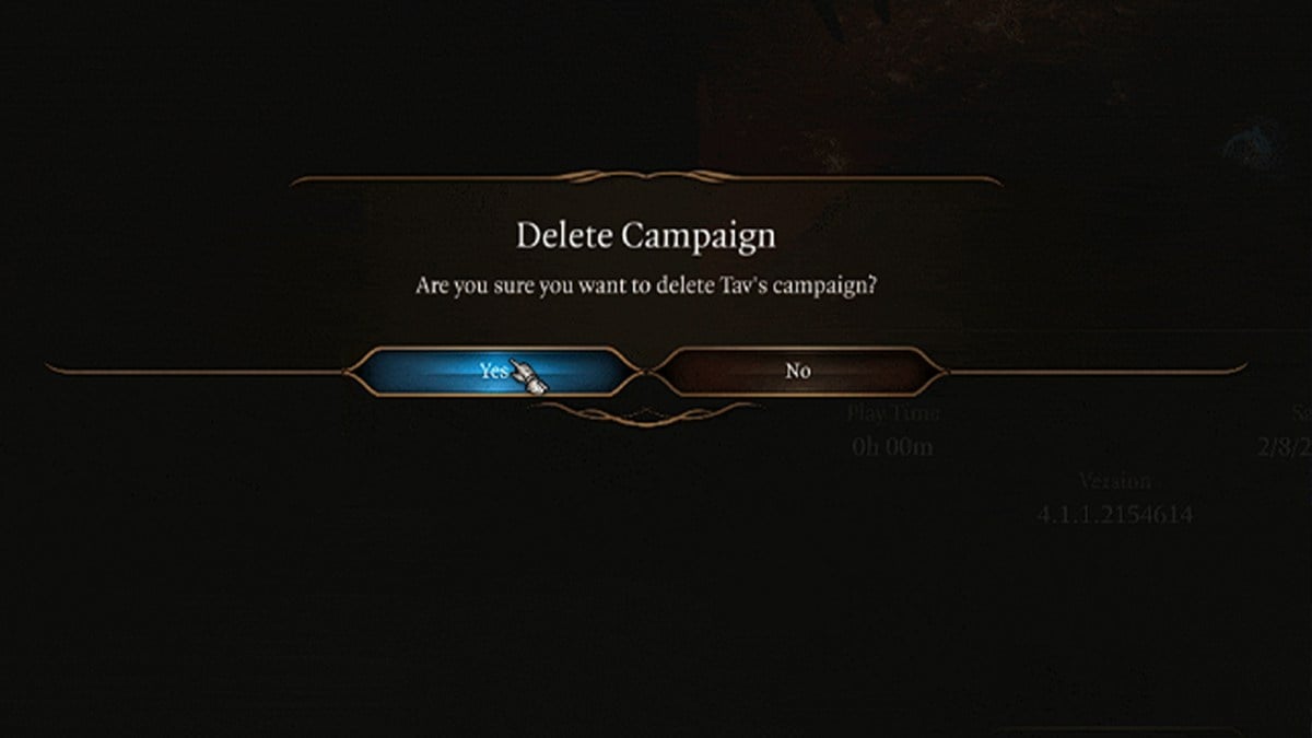 Deleting BG3's campaign