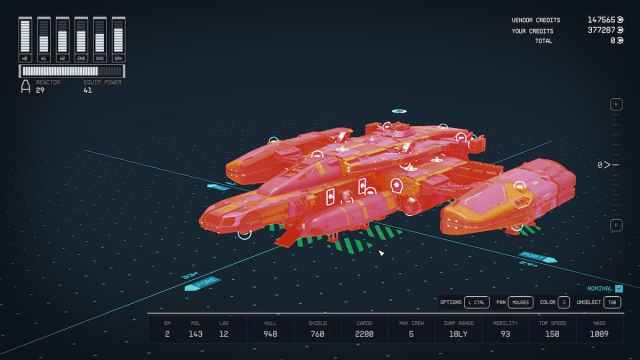 All pieces of the ship selected in Starfield