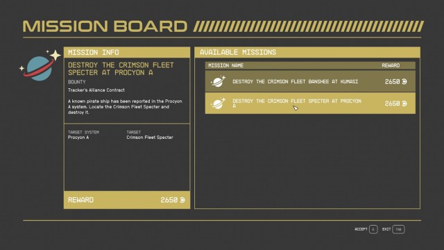 How to find enemy ships to fight in Starfield mission board