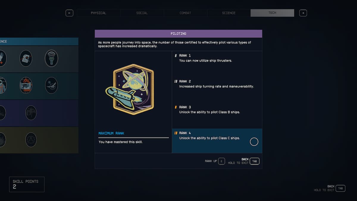 The Piloting Skill in Starfield
