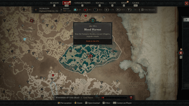 Where does the Blood Harvest event spawn?