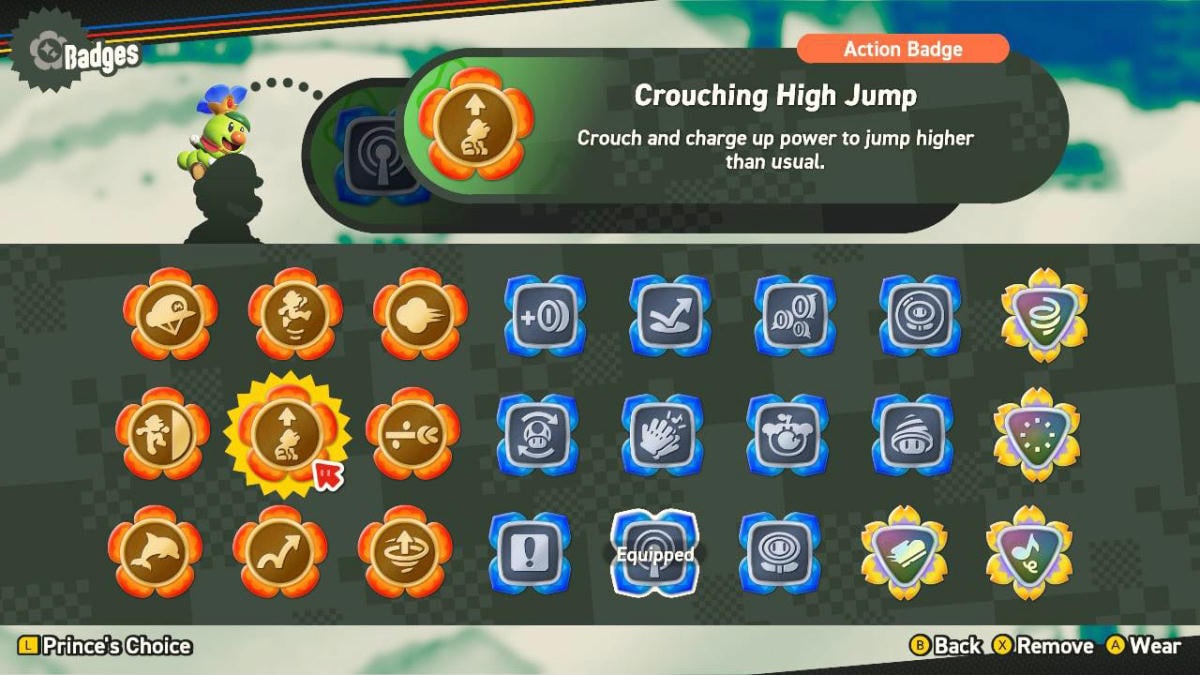 Crouching High Jump Badge Description in Super Mario Bros. Wonder