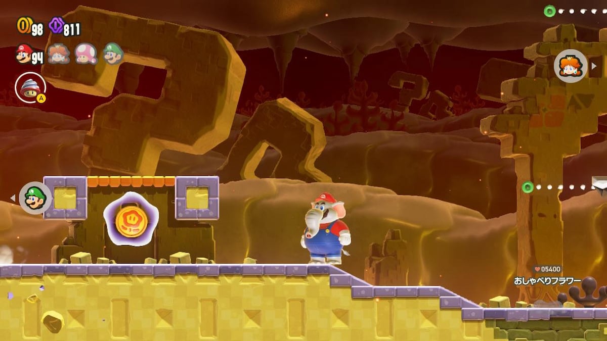 Obtaining a Wonder Coin in Super Mario Bros. Wonder