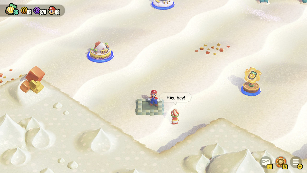 Mario standing on stone square in Sunbaked Desert