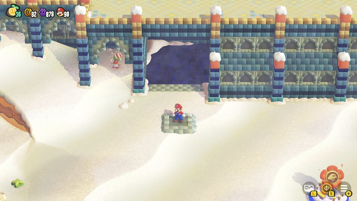 Mario standing on stone square in Sunbaked Desert