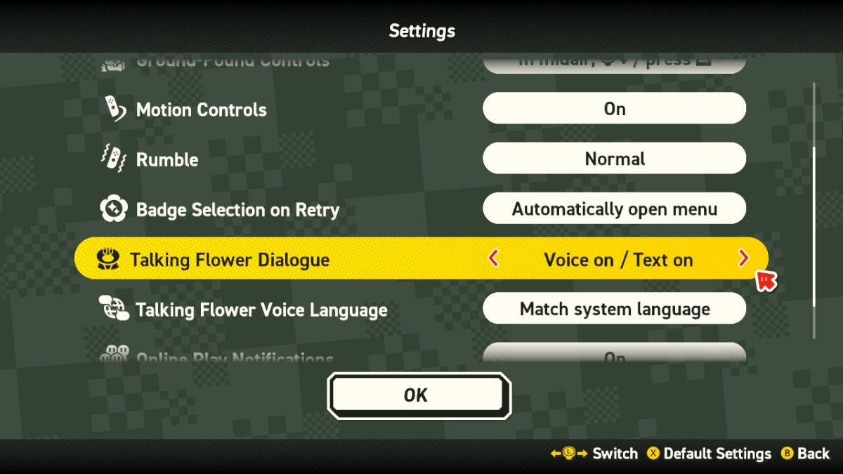 Talking Flower dialogue options in Super Mario Bros. Wonder