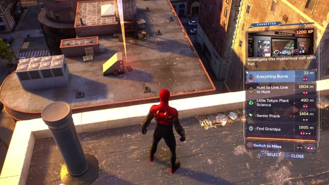 spider-Man 2 The Flame quest guide rewards everything burns rooftop start