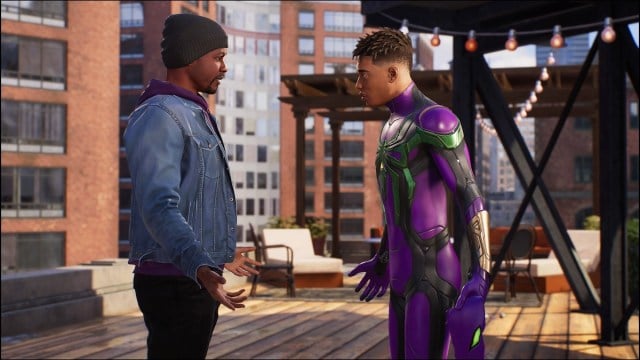 The Prowler and Miles Morales in Spider-Man 2.