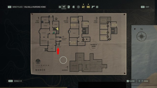 basement code in Alan Wake 2 home map with arrow 