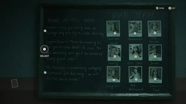 Coffee World safe code puzzle in Alan Wake 2 staff board