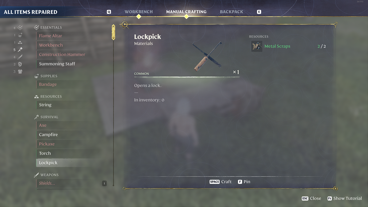 How To Get Lockpicks In Enshrouded   Enshrouded Lockpick Crafting Requirements 