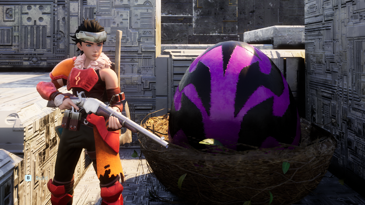 A Huge Dragon Egg in Palpagos, easy to spot for its size and bright purple coloring