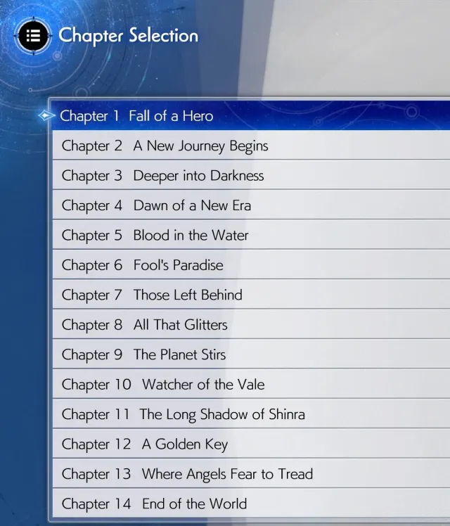 Final Fantasy VII Chapters List