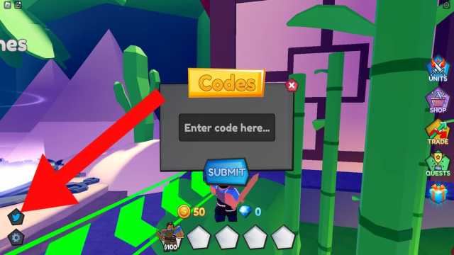 How to redeem codes in Blade Tower Defense.