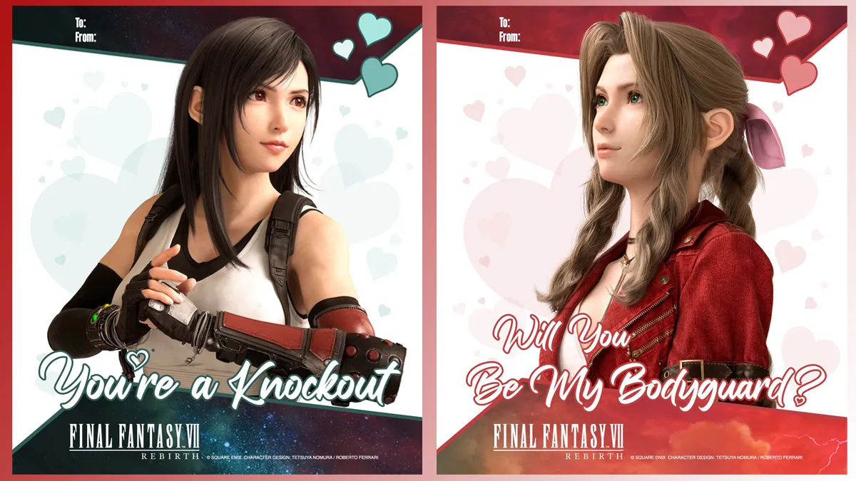 Square Enix shares some Final Fantasy 7 Valentine's cards ahead of Rebirth