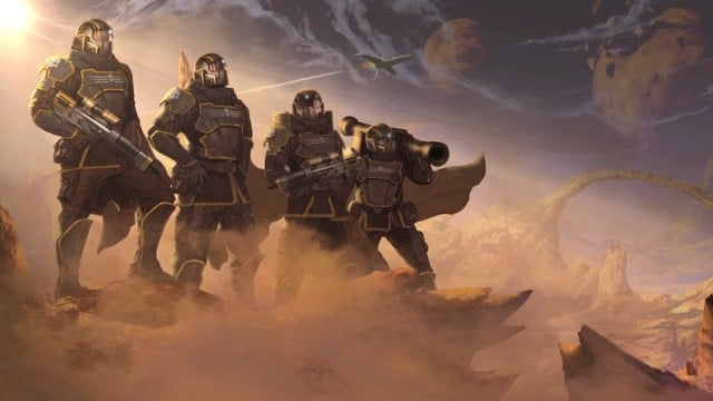 Helldivers together in Helldivers 2.