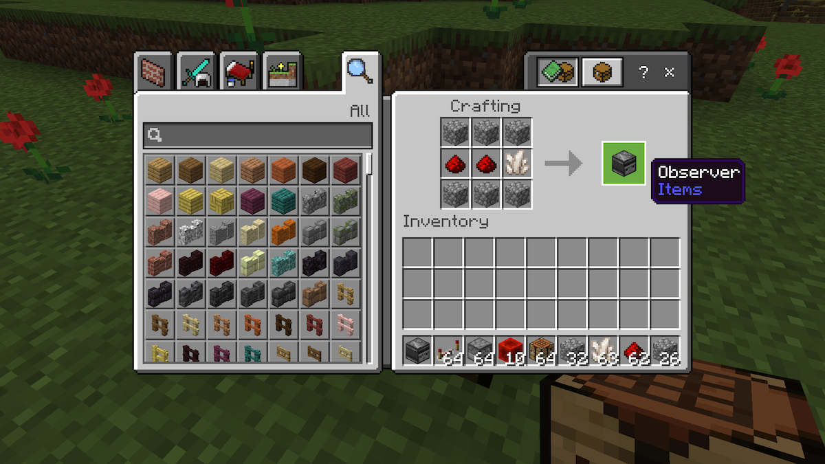 Observer store minecraft crafting