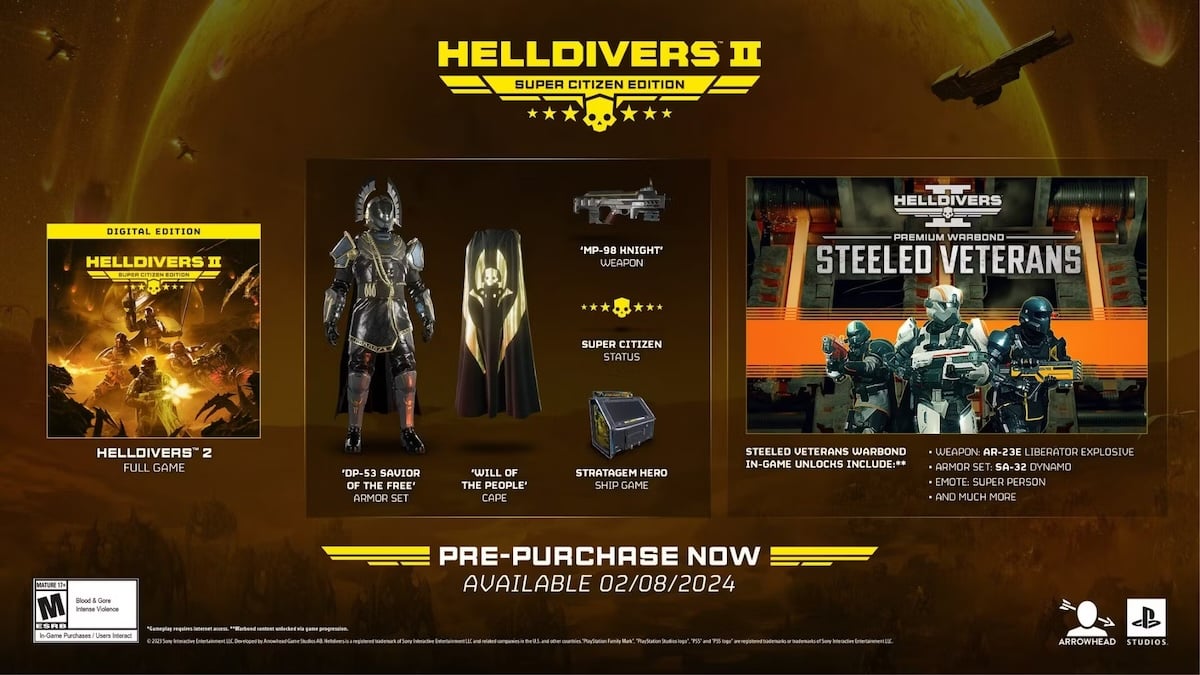 Everything contained in the Super Citizen edition of Helldivers 2 ...