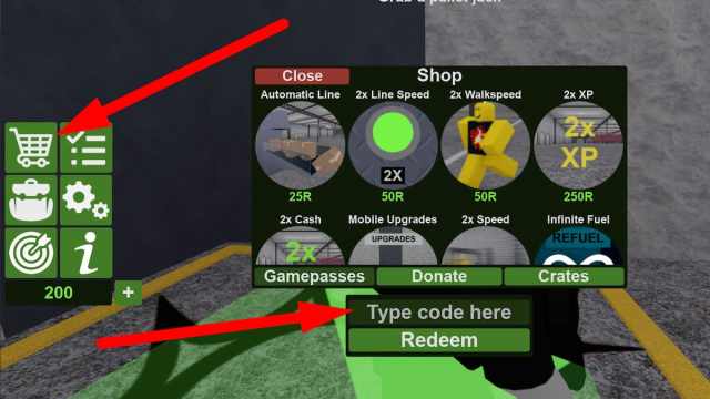 How to redeem codes in Forklift Simulator