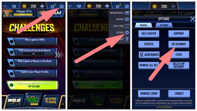 How to redeem qr codes in WWE SuperCard codes