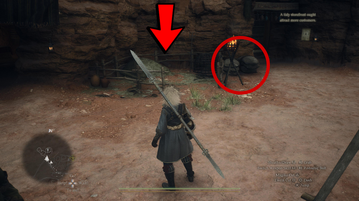 Hidden shop near Higg's Tavern Stand location in Dragon's Dogma 2