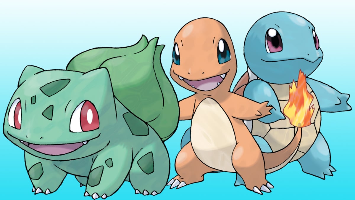 Bulbasaur, Charmander, and Squirtle